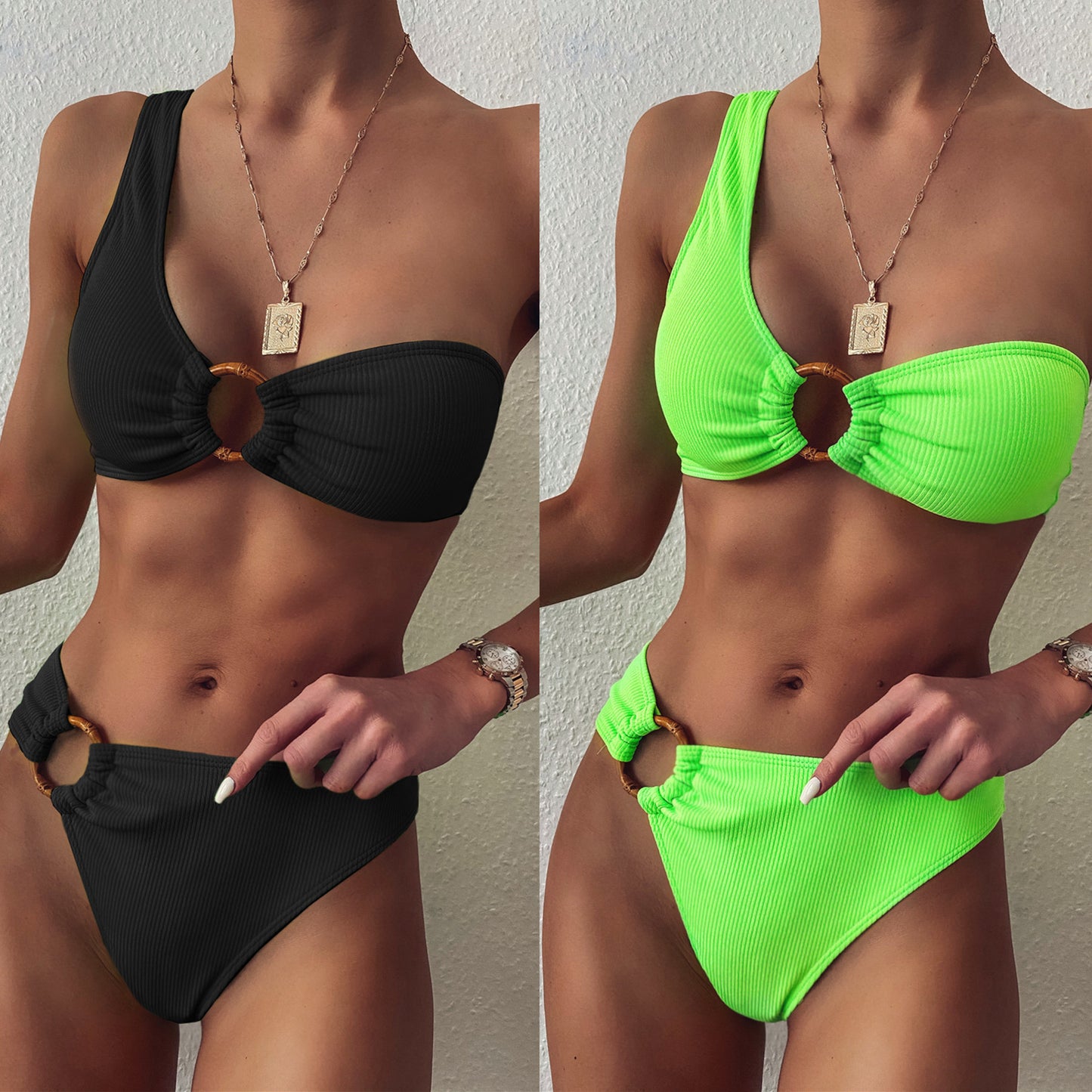 Sexy One Shoulder Two Pieces Swimsuits