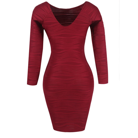 Women Long Sleeves Elastic Sexy Bodycon Dresses