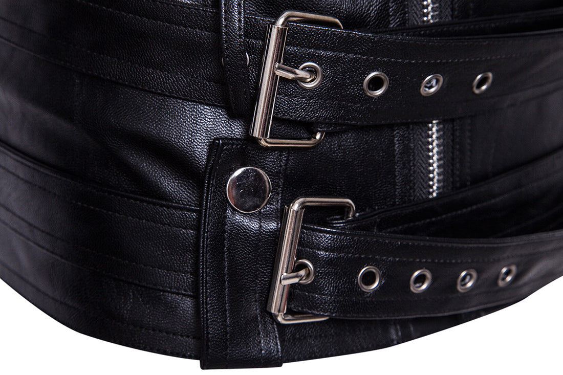 Black PU Leather Motocycle Jackets for Men