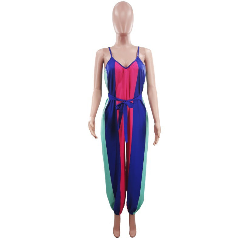 Summer Colorful Striped Women Jumpsuits