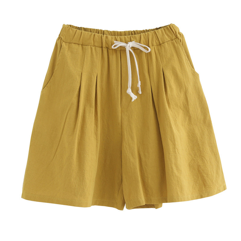 Leisure Linen Elastic Waist Summer Women Short Pants