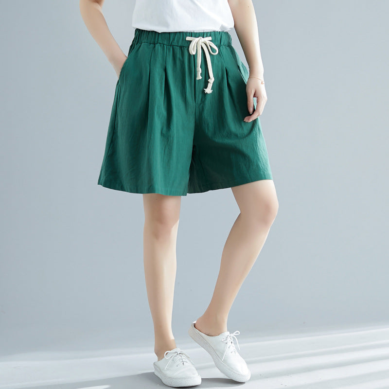 Leisure Linen Elastic Waist Summer Women Short Pants