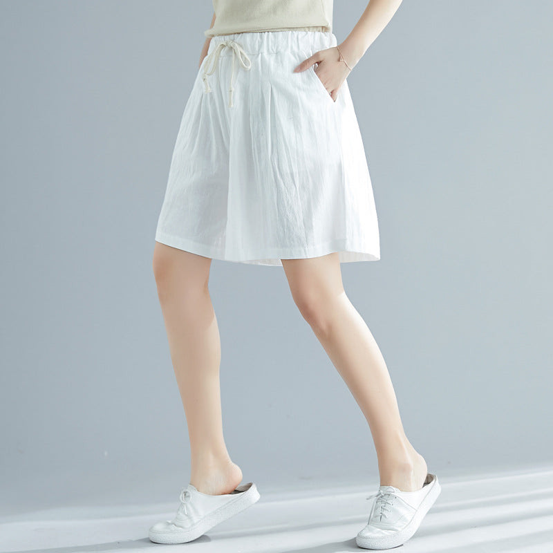 Leisure Linen Elastic Waist Summer Women Short Pants