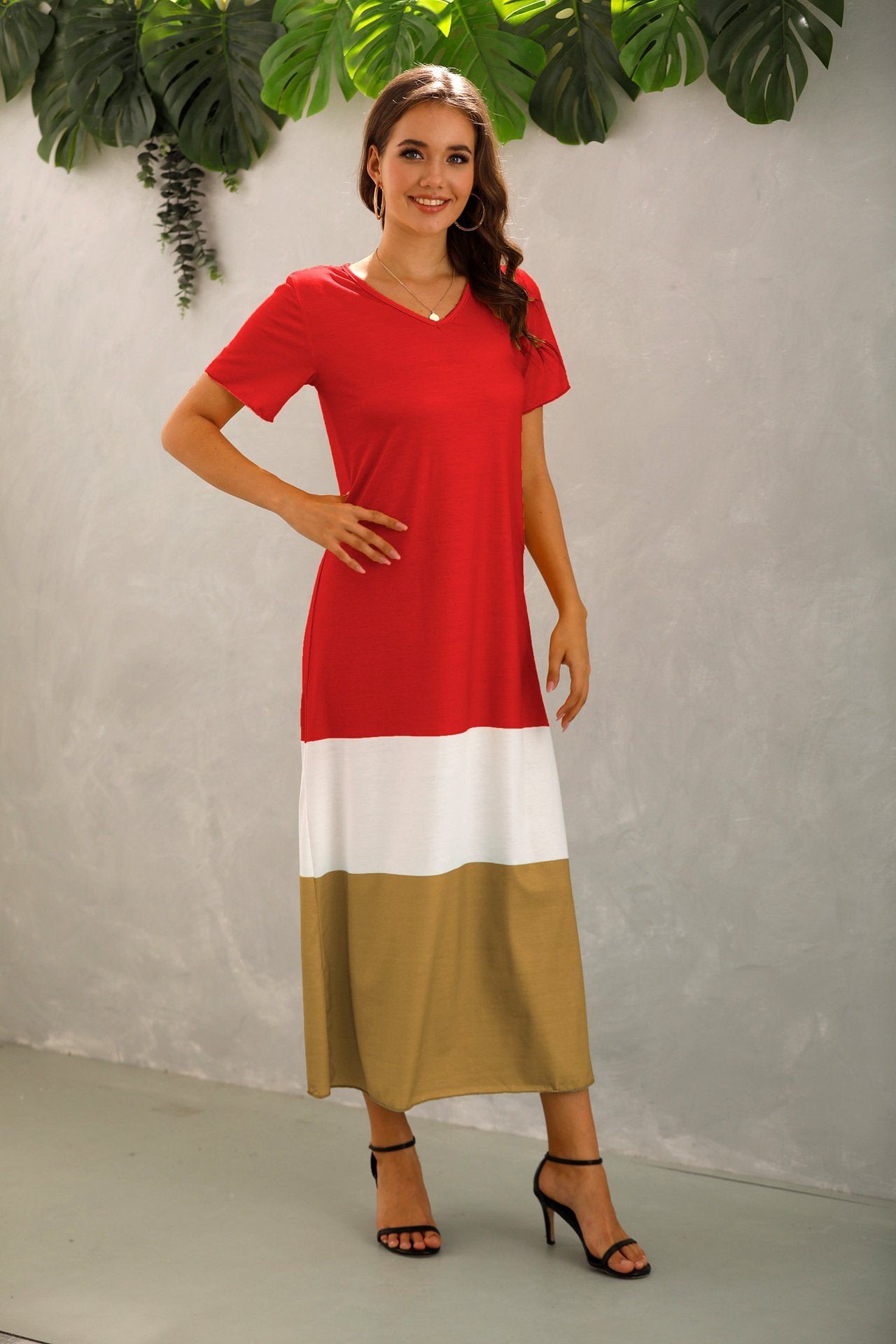 Summer Women Short Sleeves Long Maxi Dresses-STYLEGOING