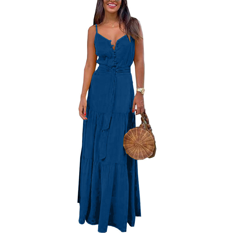 Sexy V Neck Women Long Dresses