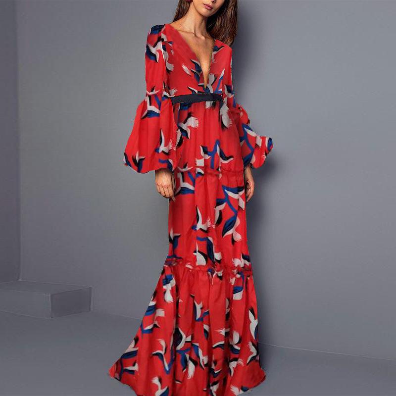 Red Long Sleeves Sexy Long Maxi Dresses-STYLEGOING