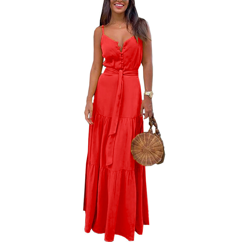 Sexy V Neck Women Long Dresses