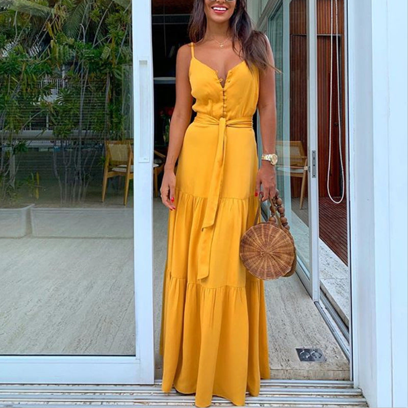 Sexy V Neck Women Long Dresses