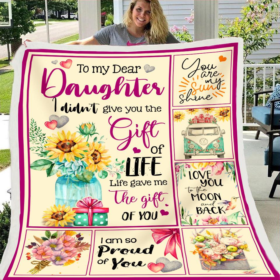 To My Daughter Flowers Fleece Blanket--Free Shipping at meselling99