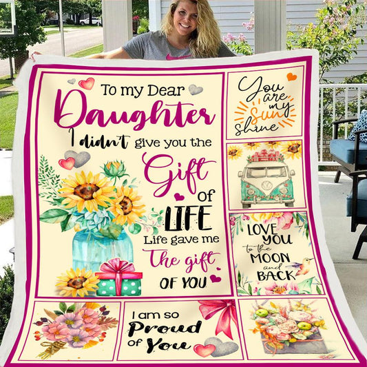 To My Daughter Flowers Fleece Blanket--Free Shipping at meselling99