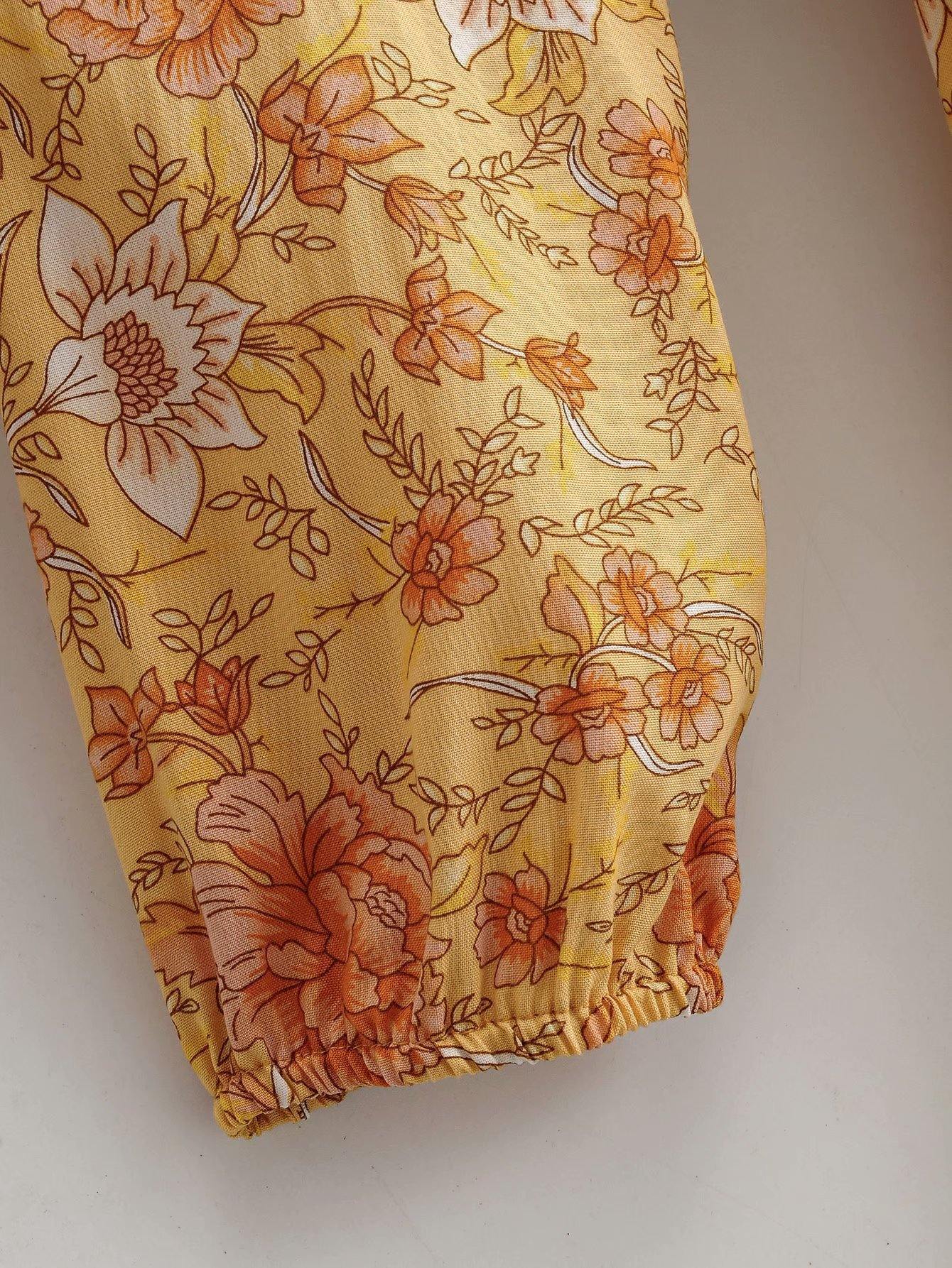 Summer V-Neck Floral Print Short Dresses-STYLEGOING