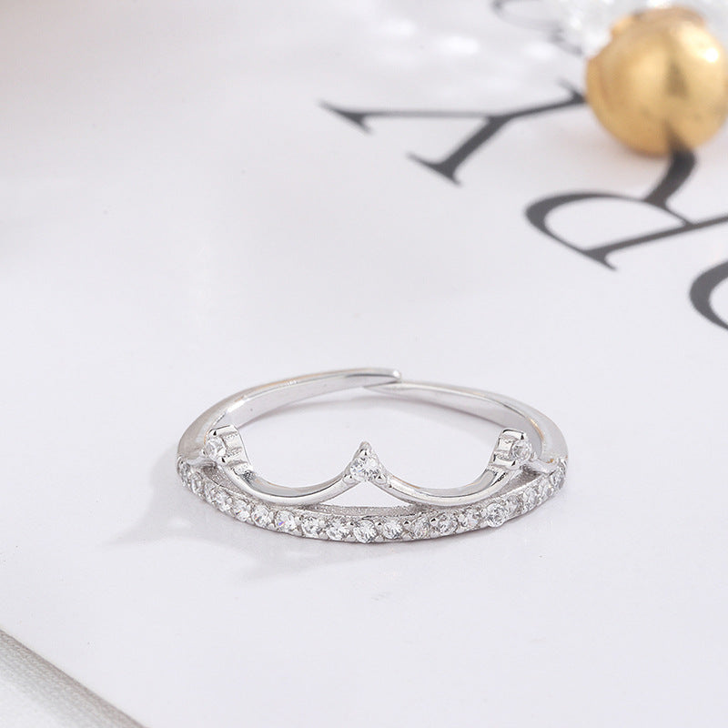 Crown Design Zircon Sterling Silver Rings