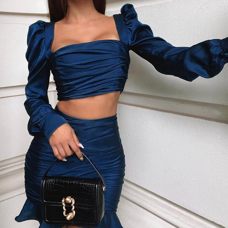 Sexy Women Ruffled High Waist Tops&skirts Two Pieces--Free Shipping at meselling99