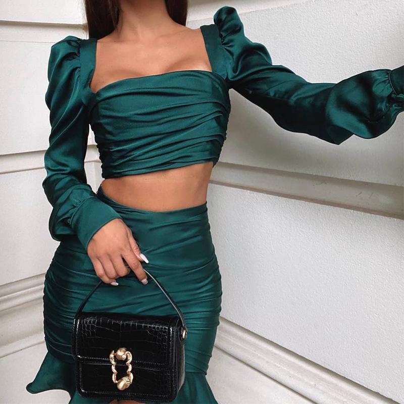 Sexy Women Ruffled High Waist Tops&skirts Two Pieces--Free Shipping at meselling99
