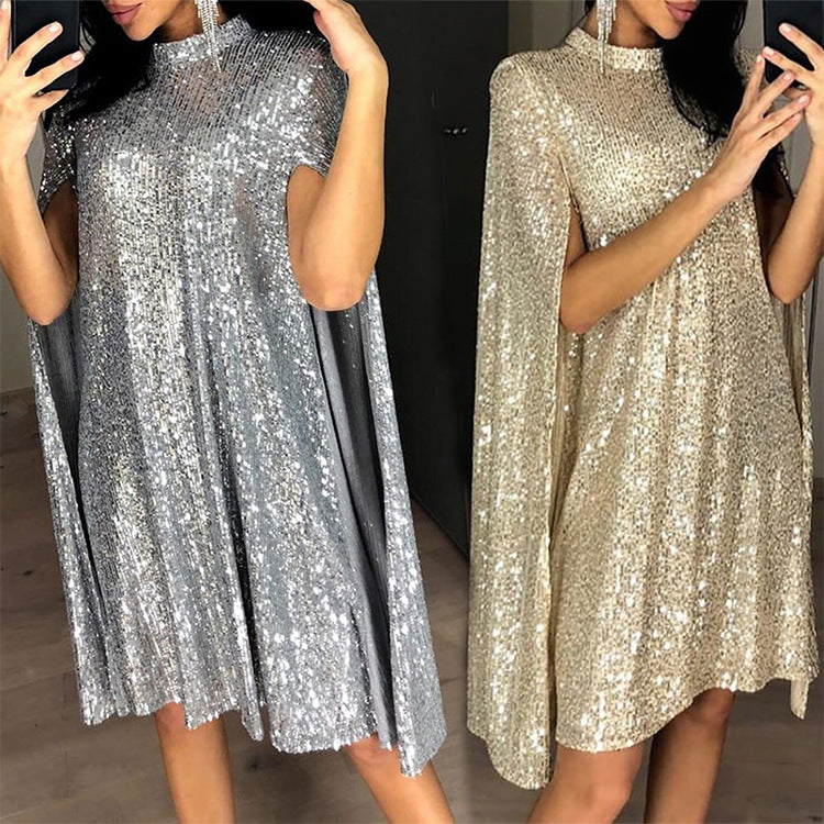 Sexy Stand Collar Sequined Party Dresses