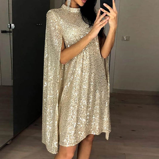 Sexy Stand Collar Sequined Party Dresses