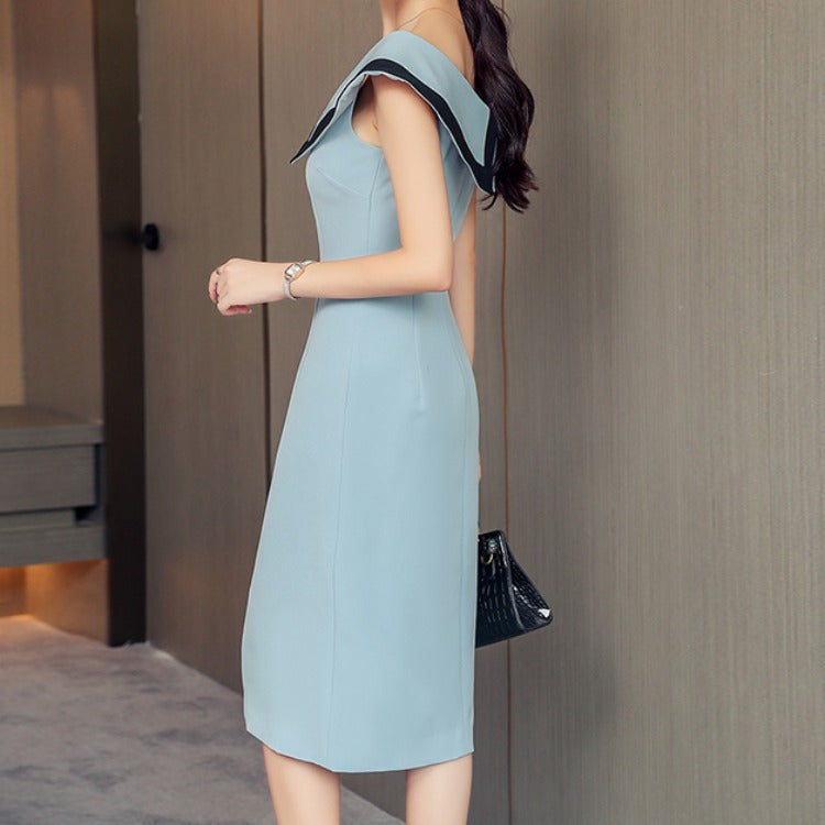 Elegant Sky Blue Midi Dresses