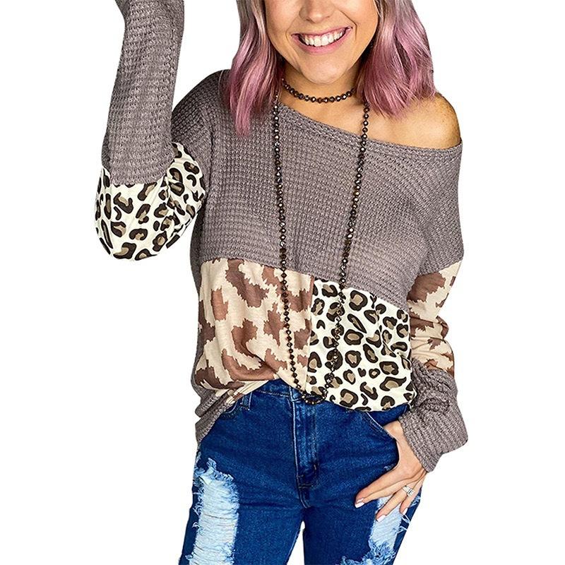 Women Leopard Print Long Sleeves Sweaters-STYLEGOING