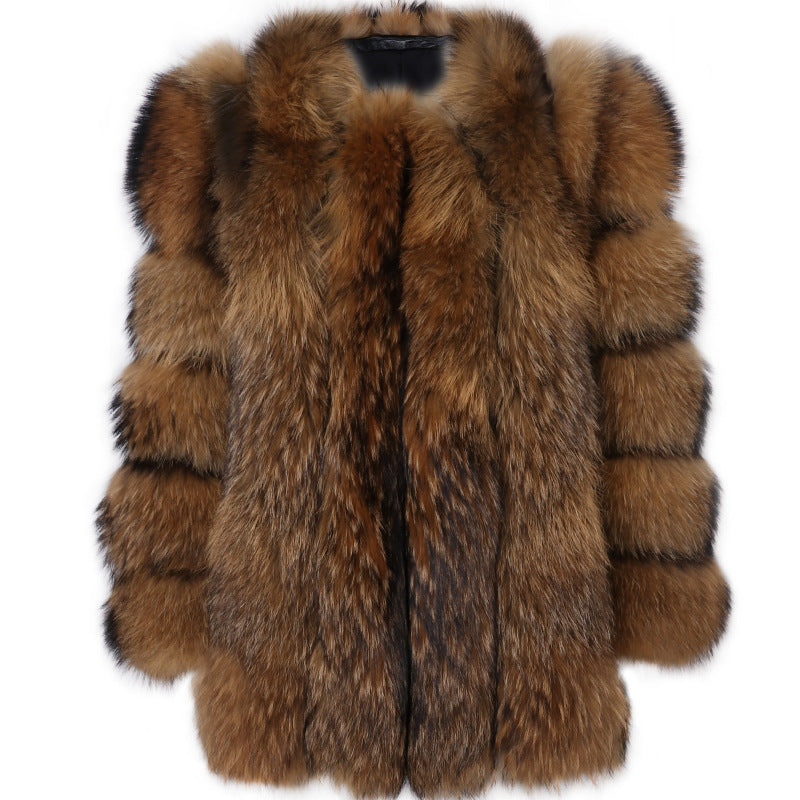 Artificial Fox Fur Women Winter Overcoat