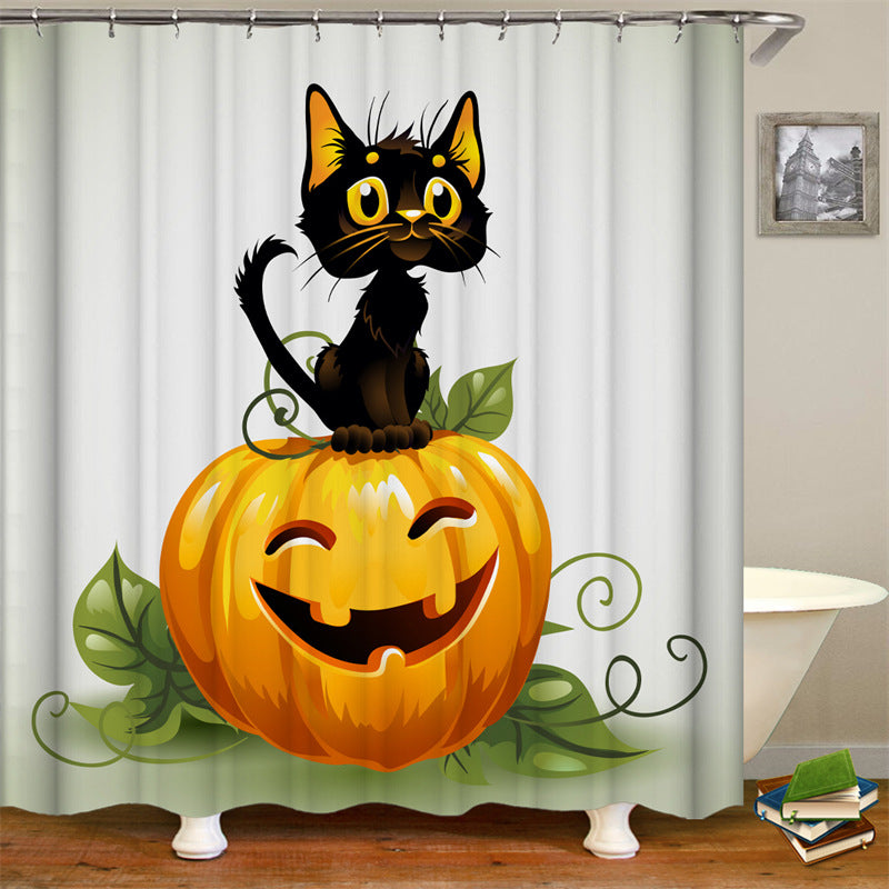 Happy Halloween Pumpkin Light Fabric Shower Curtains-STYLEGOING