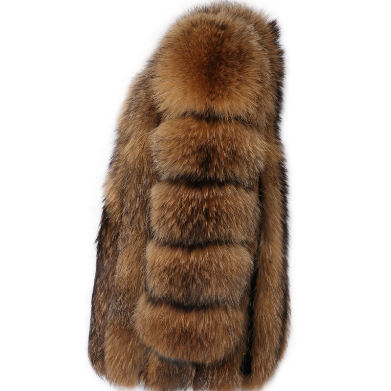 Artificial Fox Fur Women Winter Overcoat