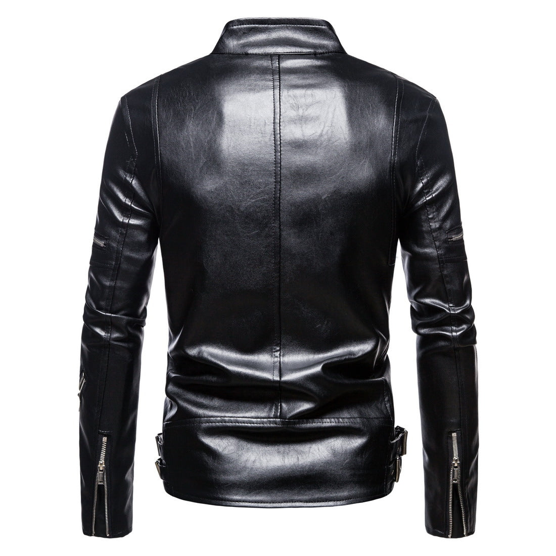 Black Plus Sizes Pu Leather Jacket & Coats
