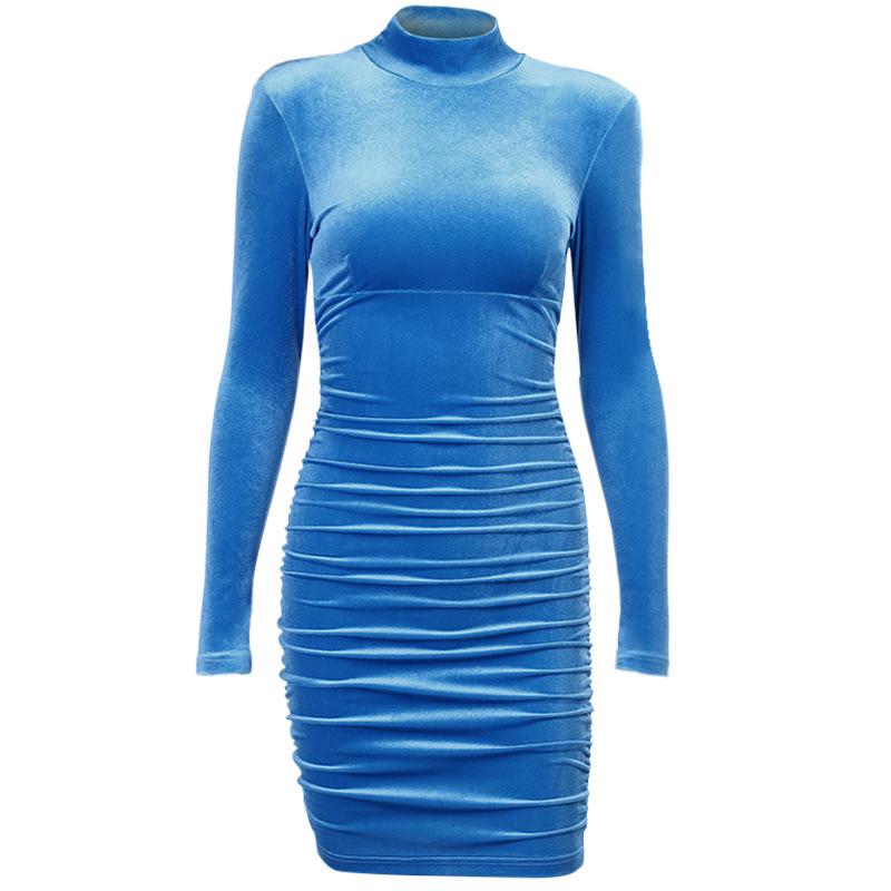 Sexy High Neck Long Sleeves Bodycon Mini Dresses--Free Shipping at meselling99