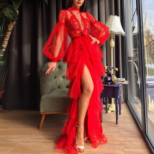 Women Sexy Tulle Long Sleeves Party Dresses
