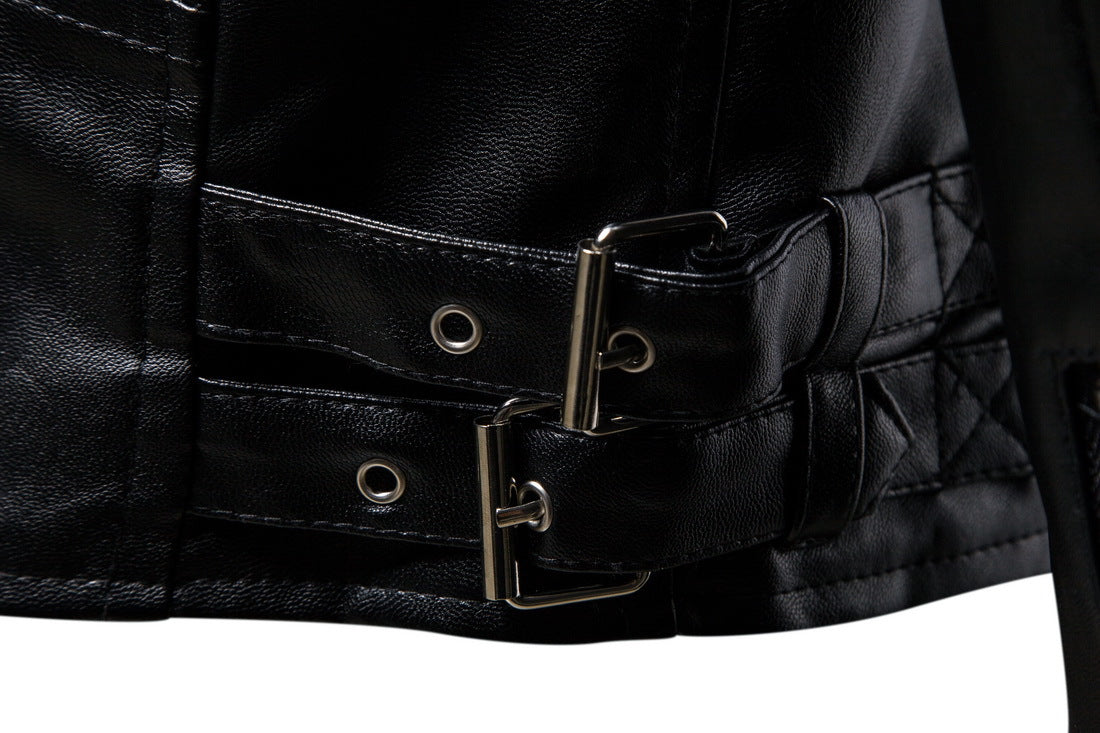 Black Plus Sizes Pu Leather Jacket & Coats
