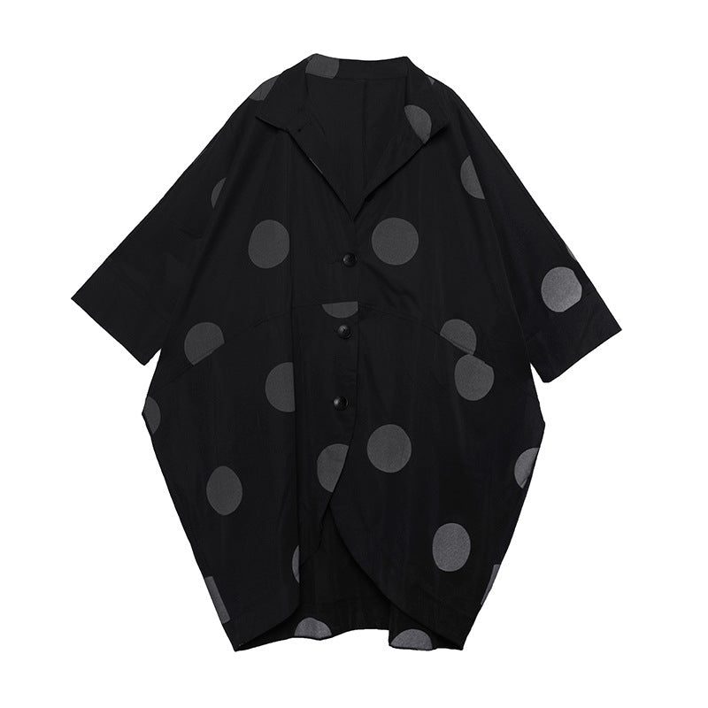 Casual Irregular Dot Print Batwing Coats for Women