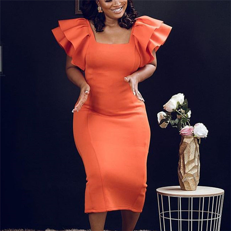 Elegant Orange Evening Party Dresses