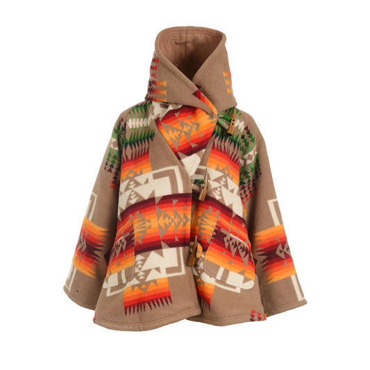 Orange Women Winter Boho Woolen Overcoat