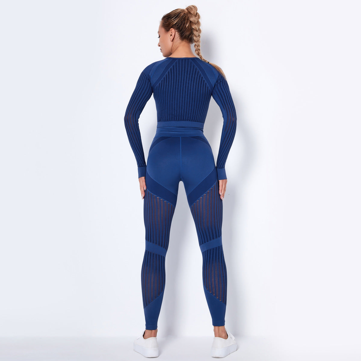 Sexy Hollow Out Long Sleeves Tops and Leggings Sets for Yoga Sporting