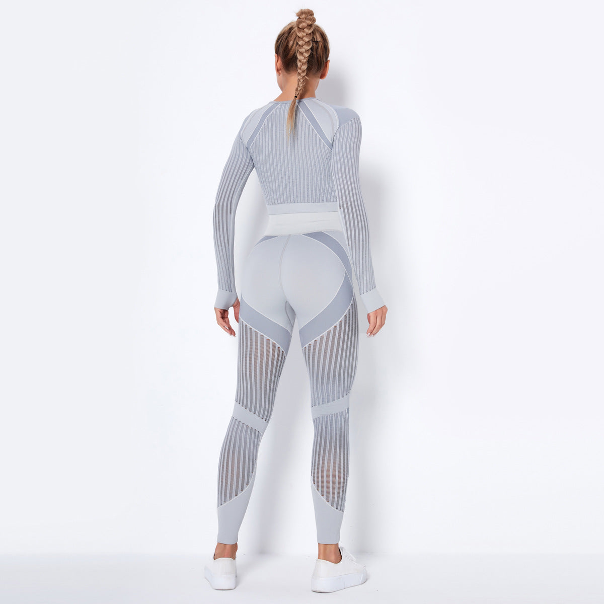 Sexy Hollow Out Long Sleeves Tops and Leggings Sets for Yoga Sporting