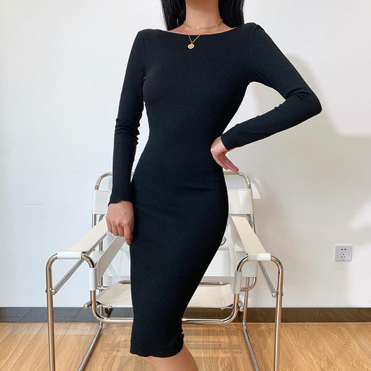 Sexy Backless Long Sleeves Fall Sheath Dresses