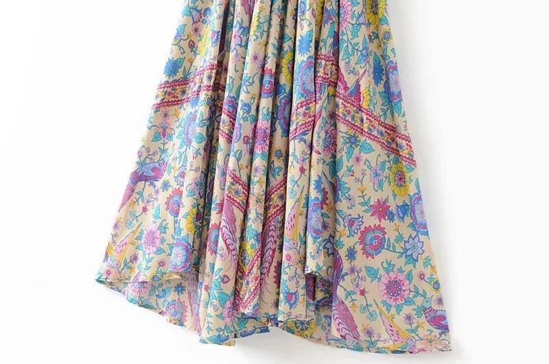 Peacock Print Bohemia Tassel Dresses-STYLEGOING