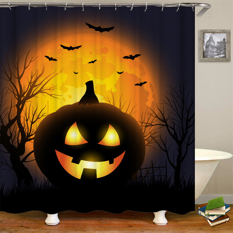 Halloween Pumpkin Light Fabric Shower Curtains-STYLEGOING