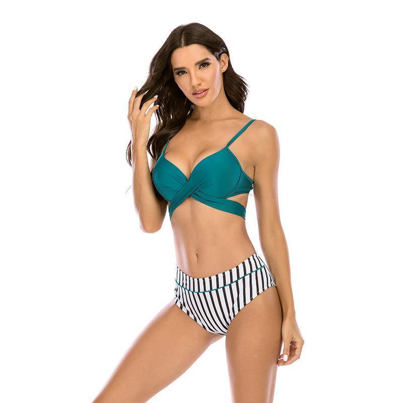 Women Print High Wasit Bikini Swimwear-STYLEGOING