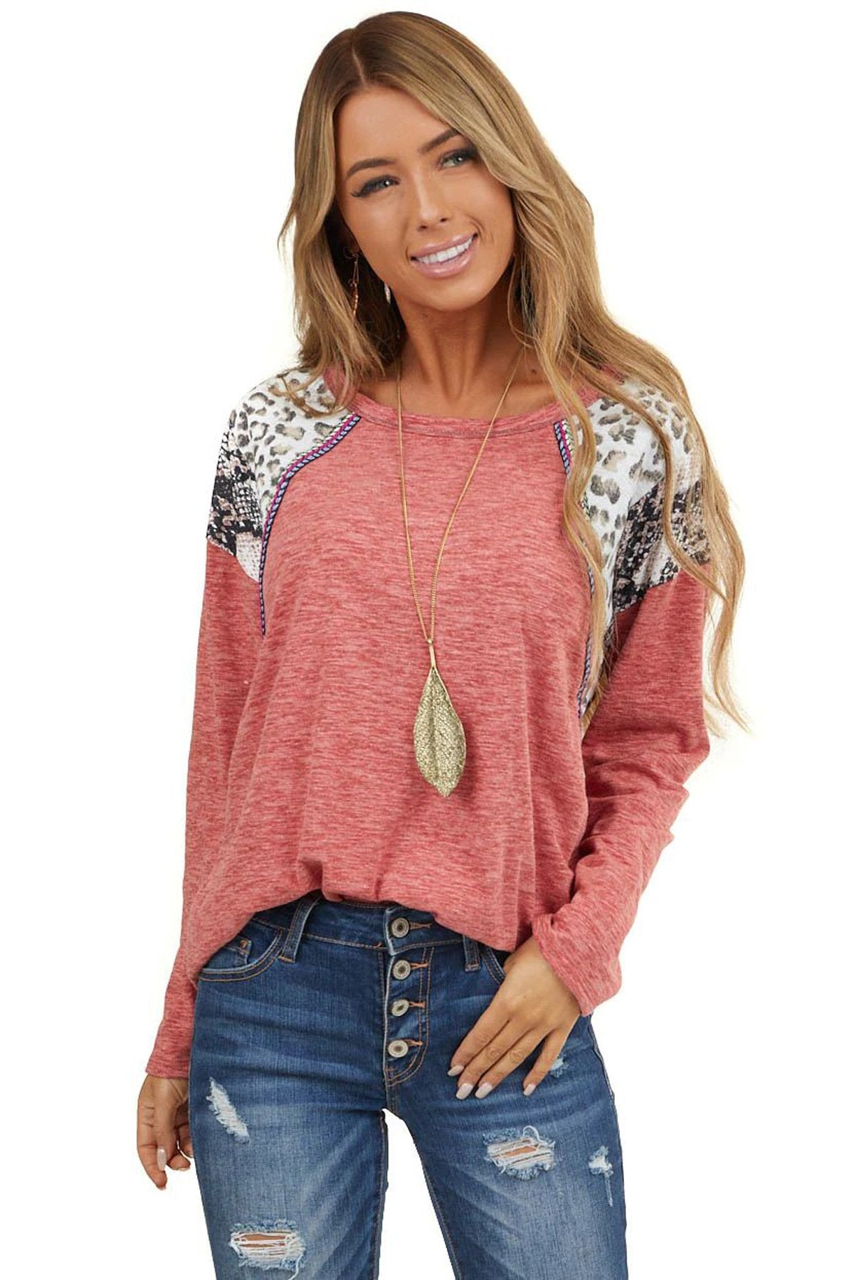 Fashion Women Snake Print Long Sleeves T Shirts