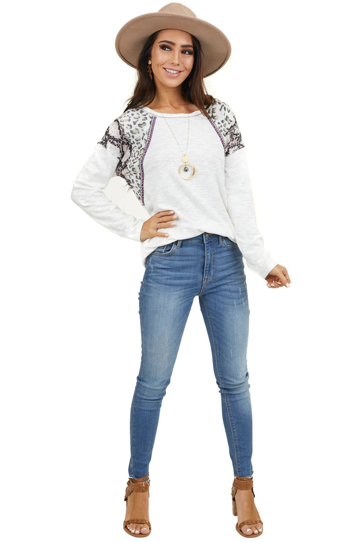 Fashion Women Snake Print Long Sleeves T Shirts