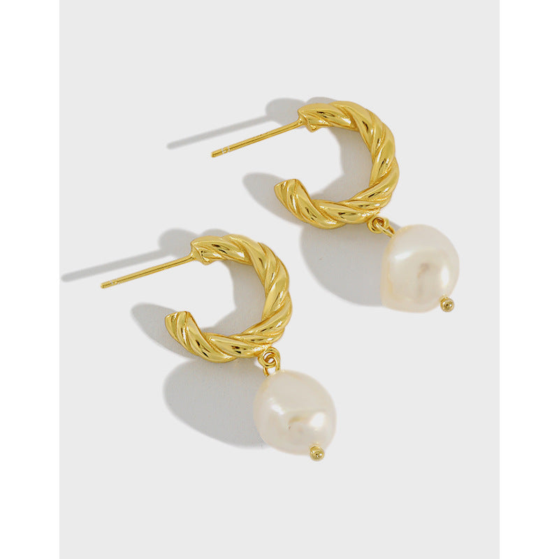 Sterling Silver Baroque Pearl Earrings for Women