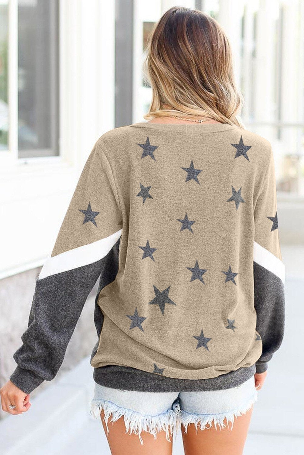 Women Long Sleeves Star Print Fall Sweaters