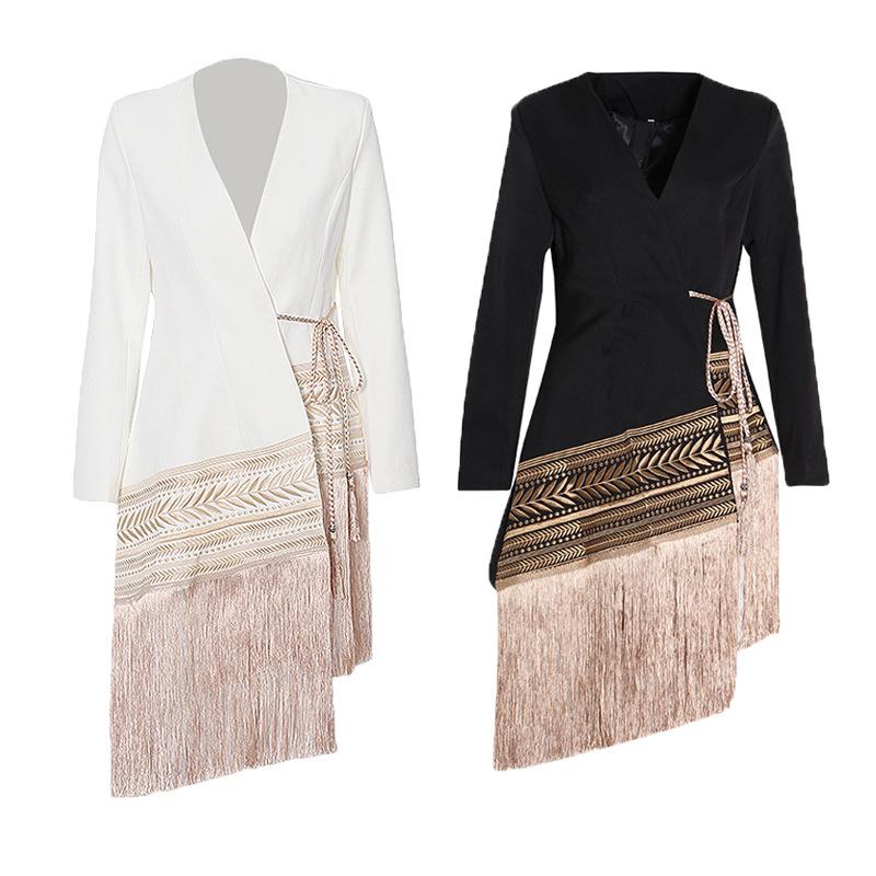 Fashion Embroidery Irregular Tassel Blazers-STYLEGOING