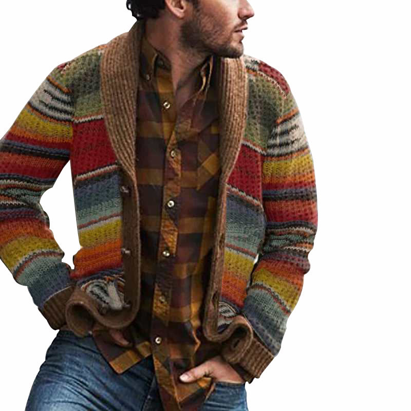 Men's Print Long Sleeves Knitting Cardigan Sweaters