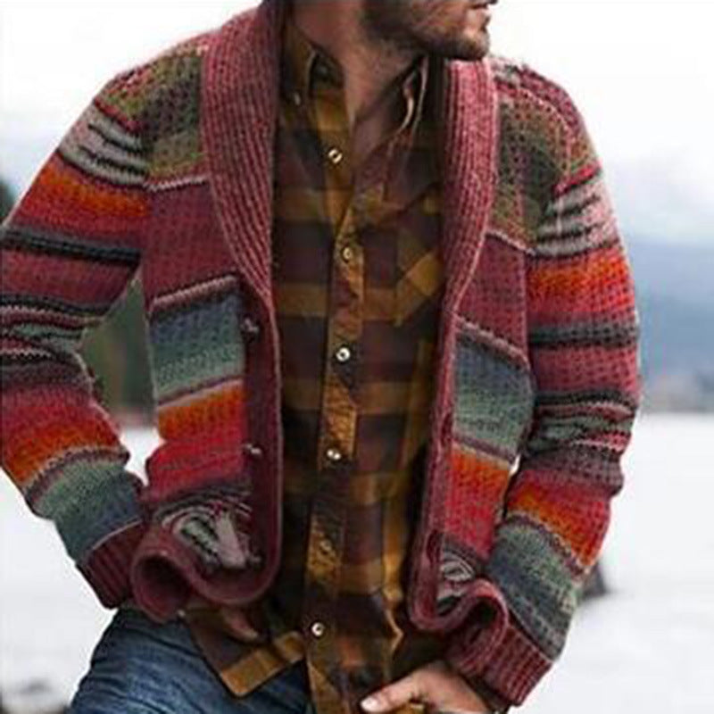 Men's Print Long Sleeves Knitting Cardigan Sweaters