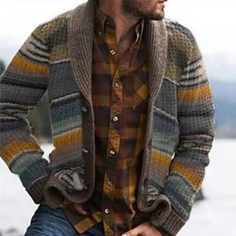 Men's Print Long Sleeves Knitting Cardigan Sweaters