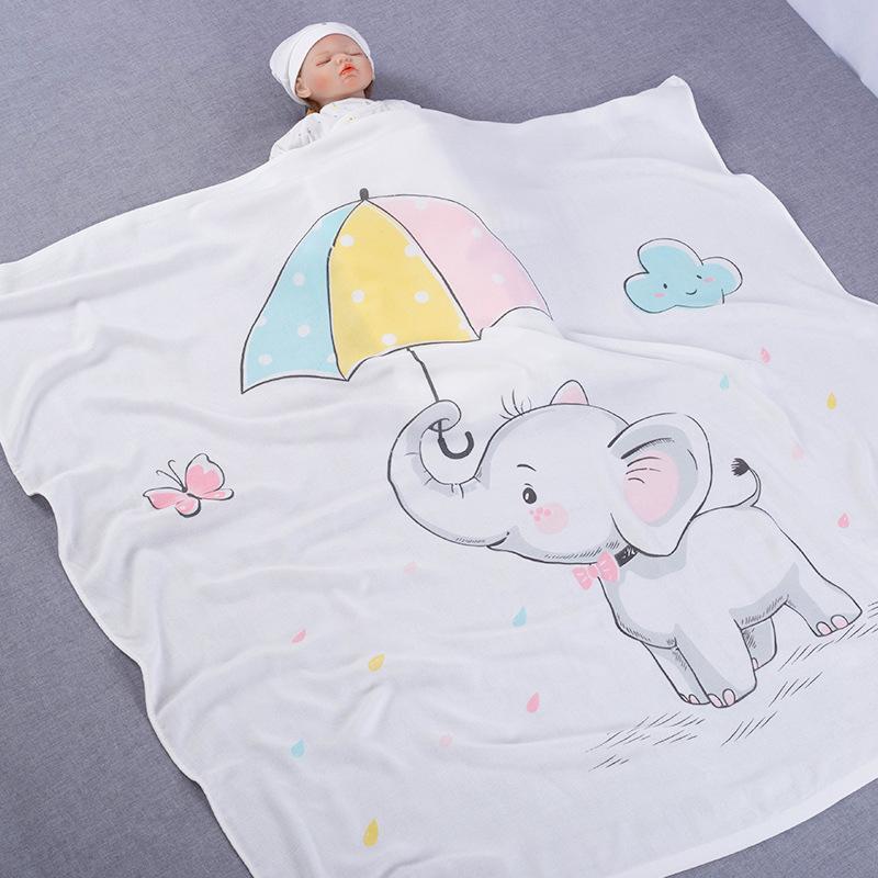 Animal Print Bamboo Fibre Ultra Light Baby Blanket-Elephant-110*110-Free Shipping at meselling99