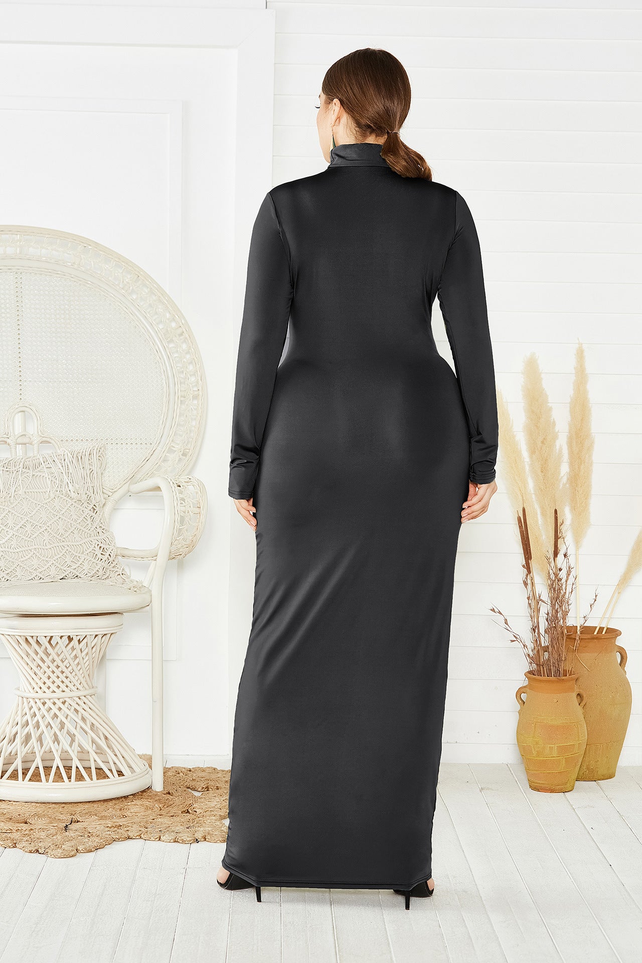 Elegant Turtleneck Plus Sizes Dresses