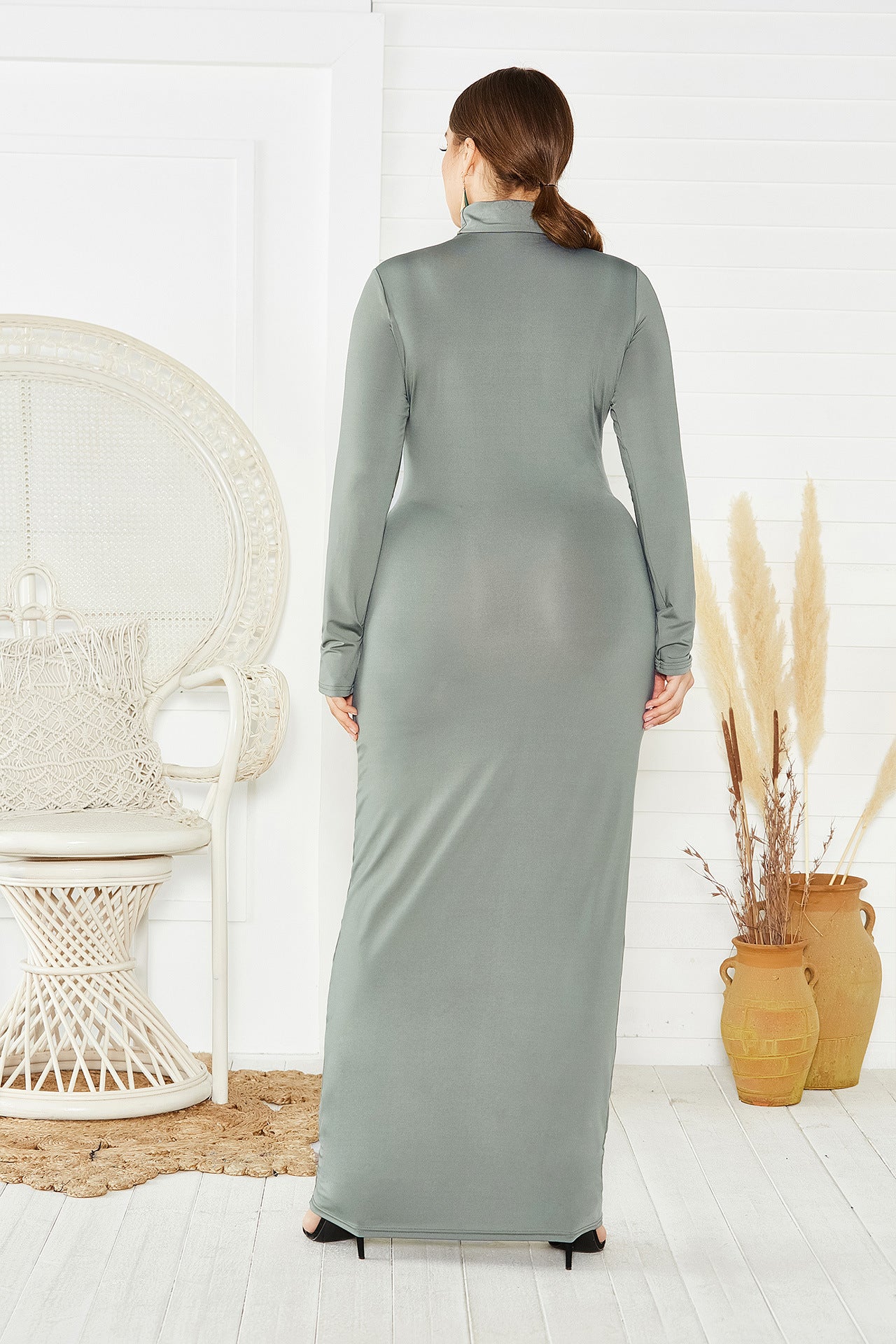 Elegant Turtleneck Plus Sizes Dresses