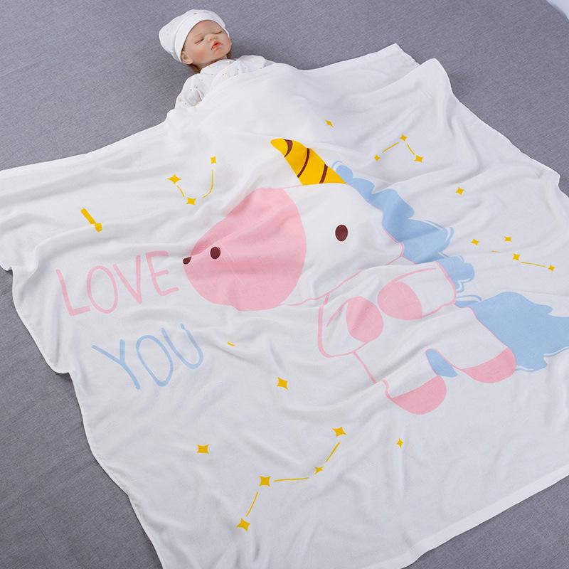 Animal Print Bamboo Fibre Ultra Light Baby Blanket-Unicorn-110*110-Free Shipping at meselling99